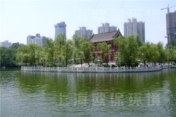 西安興慶宮公園，人工湖治理