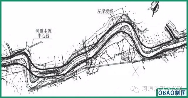 某丘陵區(qū)河道堤線布置示意圖