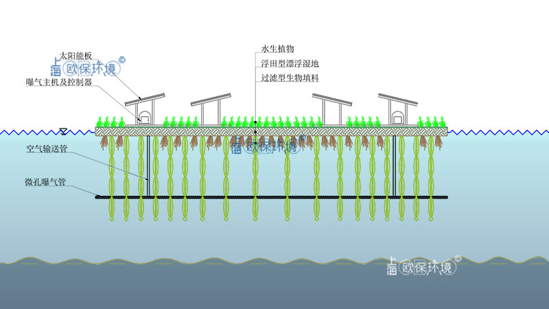 太陽能浮田型凈水平臺（太陽能曝氣生物浮島）結構組成